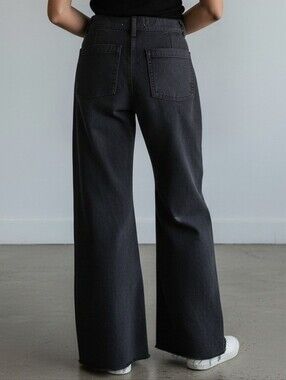 ZARA Womens Black Wide Leg Jeans with Utility Pockets 2
